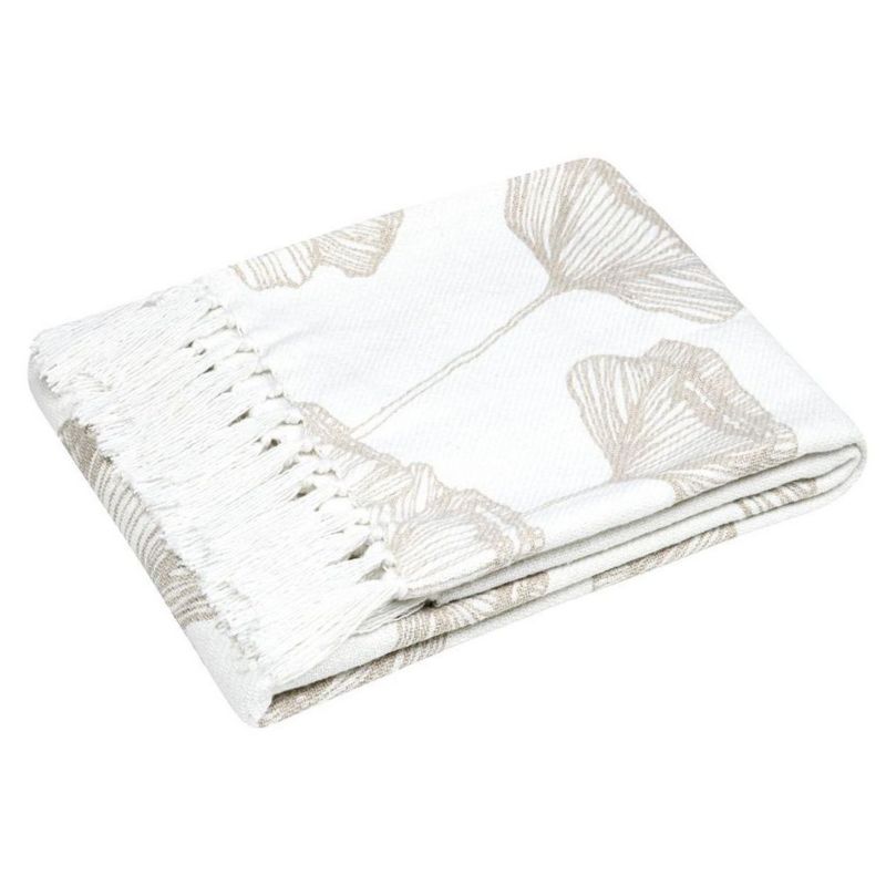 Koc Oriana STOF dekoracyjny 125x150 cm Biały Kwiaty 1 szt.