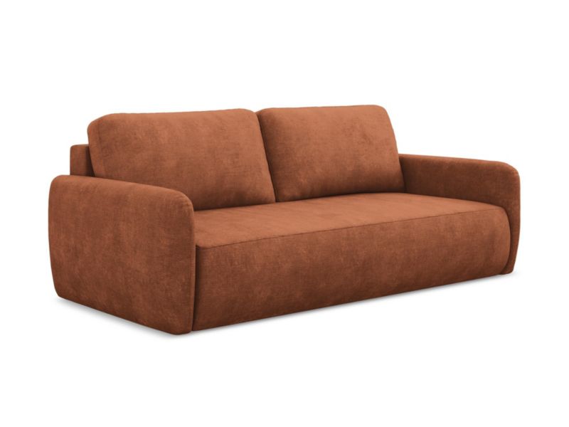 Kanapa 3-osobowa z funkcją spania LaMiaSofa CORLE z tkaniny szenilowej 218x102 cm terakota 1 szt.
