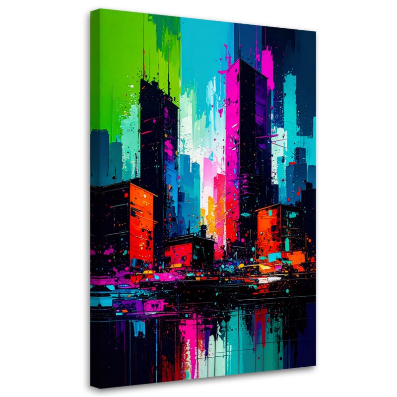 Obraz nowoczesny do salonu Feeby Kolorowe Miasto Abstrakcja 70x100cm 1szt
