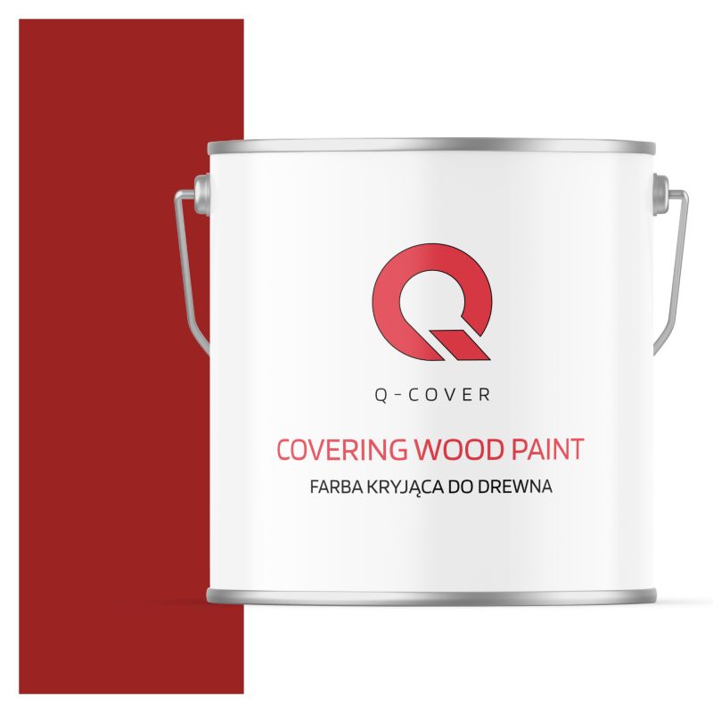 Farba Kryjąca do Drewna Q-Cover Czerwony Sygnałowy RAL3001 Wysoki Połysk 5L