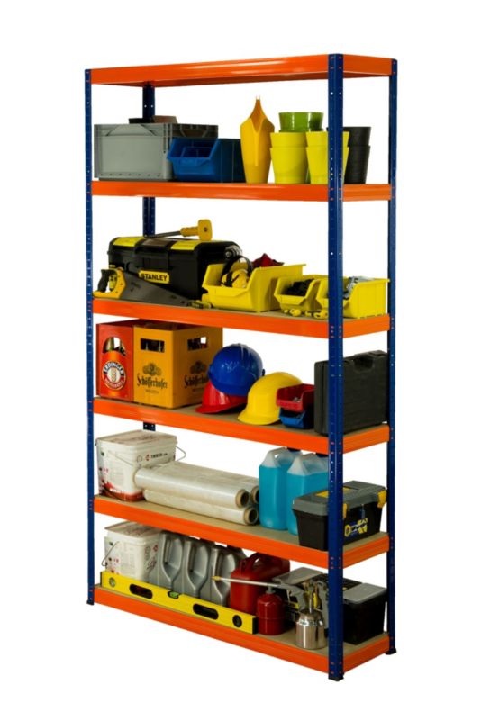 Regał metalowy MODO24 magazynowy niebiesko-pomarańczowy helios 213x180x30cm 6 półek po 275 kg 1 szt.