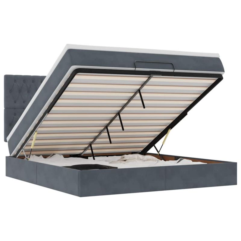 Rama łóżka otomana z materacami szara aksamit WaszeMeble 180x200 WM-3314409 1 szt.