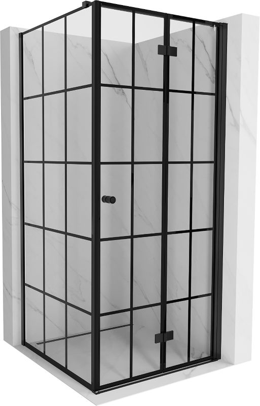 Kabina prysznicowa składana Mexen Mist-F T czarna kratka 85x85 cm prawa 1 szt