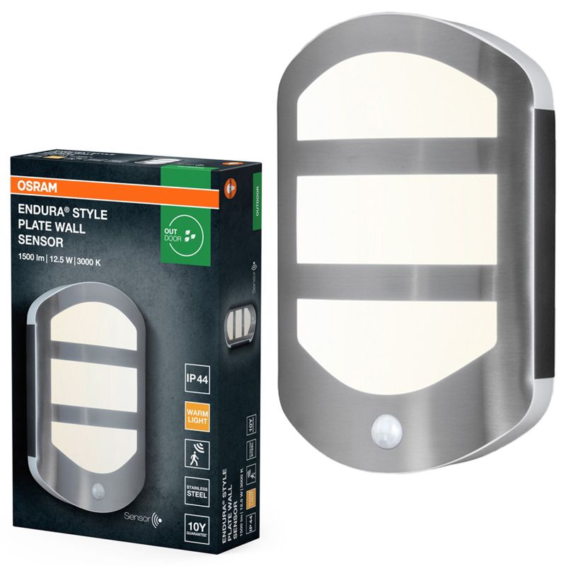 Kinkiet Ogrodowy Osram Lampa Elewacyjna LED z Czujnikiem Ruchu i Zmierzchu 12.5W 650lm 3000K Aluminium IP44 1 szt.