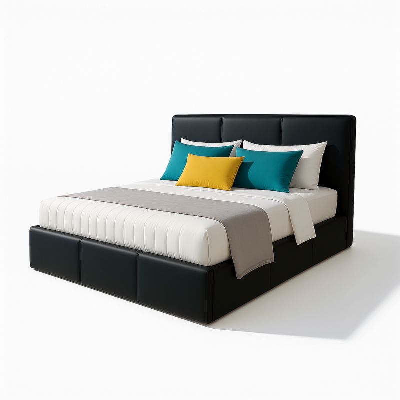 Łóżko tapicerowane z pojemnikiem Bonni VELORA 120x200 eko skóra czarne 1 szt.