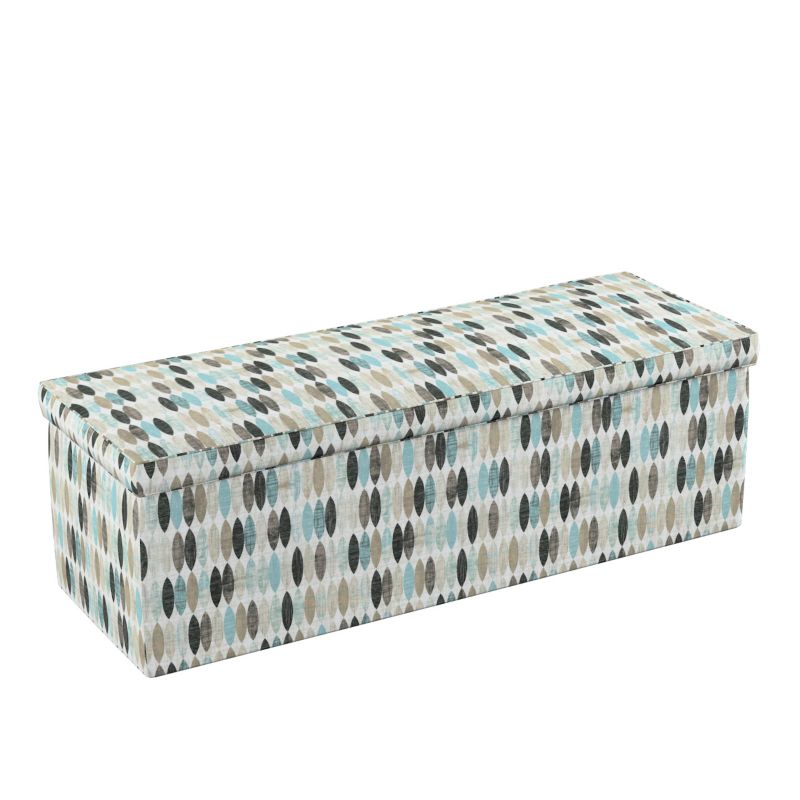 Skrzynia tapicerowana Dekoria 120 x 40 x 40 cm wzory w odcieniach błękitu, beżu i czarnego na jasnym tle 1 szt.