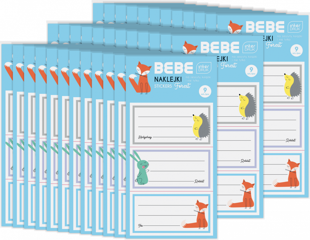 36x Naklejki na zeszyty BEBE Friends, 9 sztuk, mix wzorów