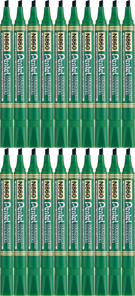 20x Marker permanentny Pentel N860, ścięta, 4.5mm zielony