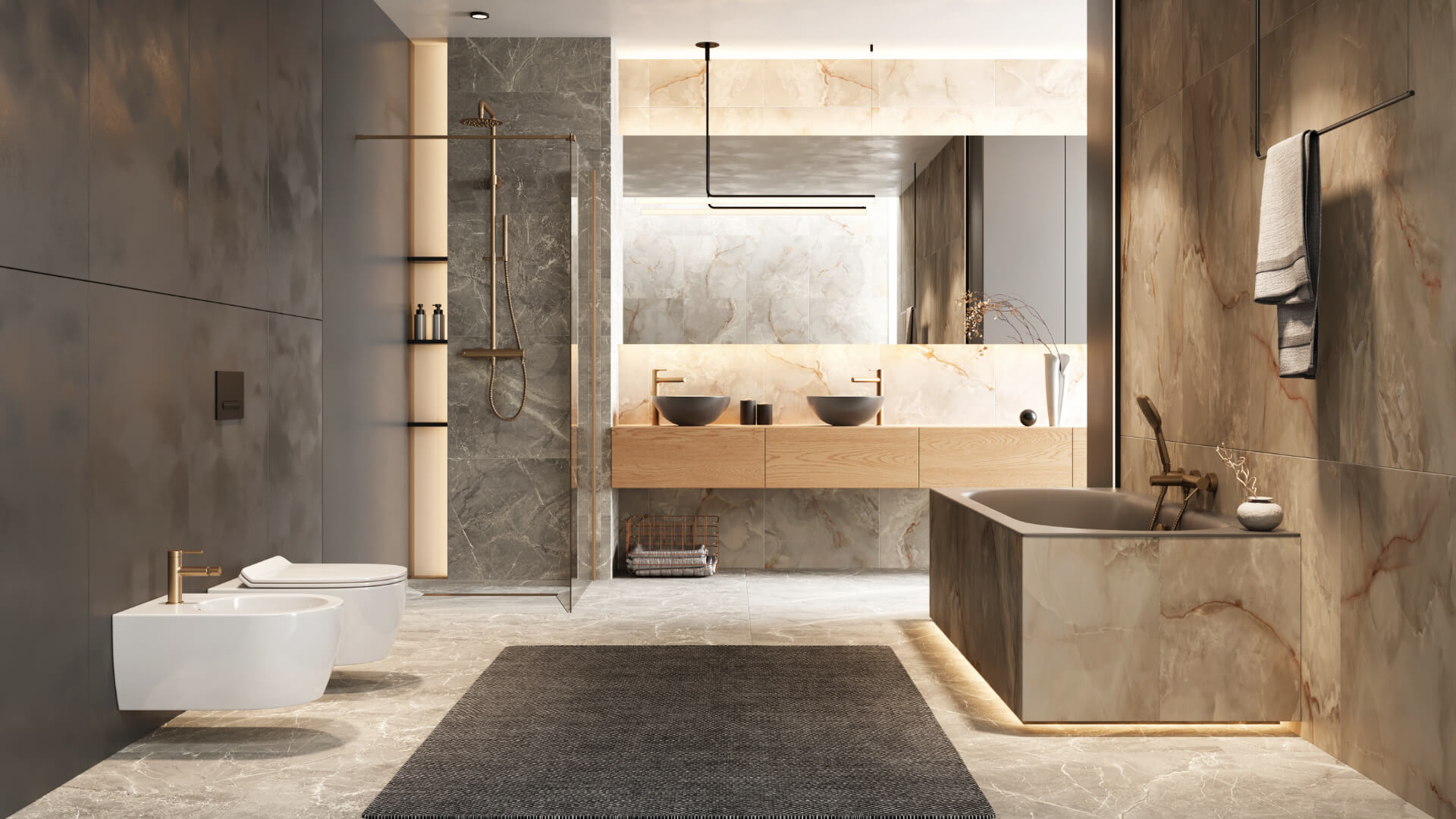 Excellent Vidoq ścianka prysznicowa walk-in 93 cm miedź szczotkowana/szkło przezroczyste KAEX.1507.930.LP.CB