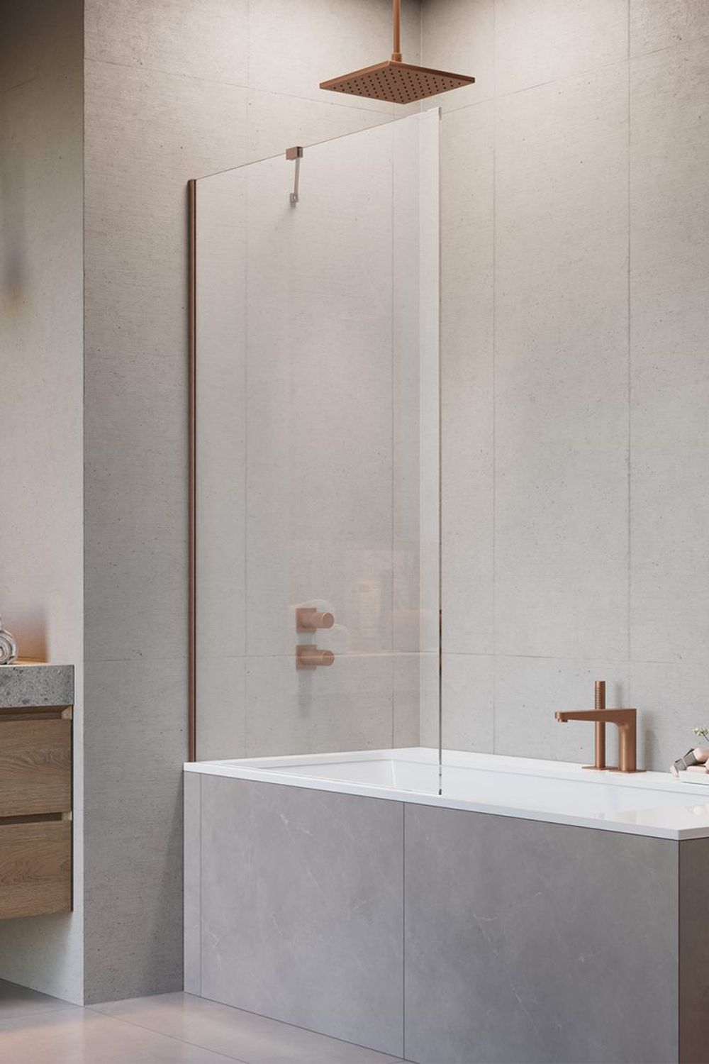 Radaway Modo New Brushed Copper PNJ II parawan nawannowy 80 cm miedź szczotkowana/szkło przezroczyste 10006080-93-01