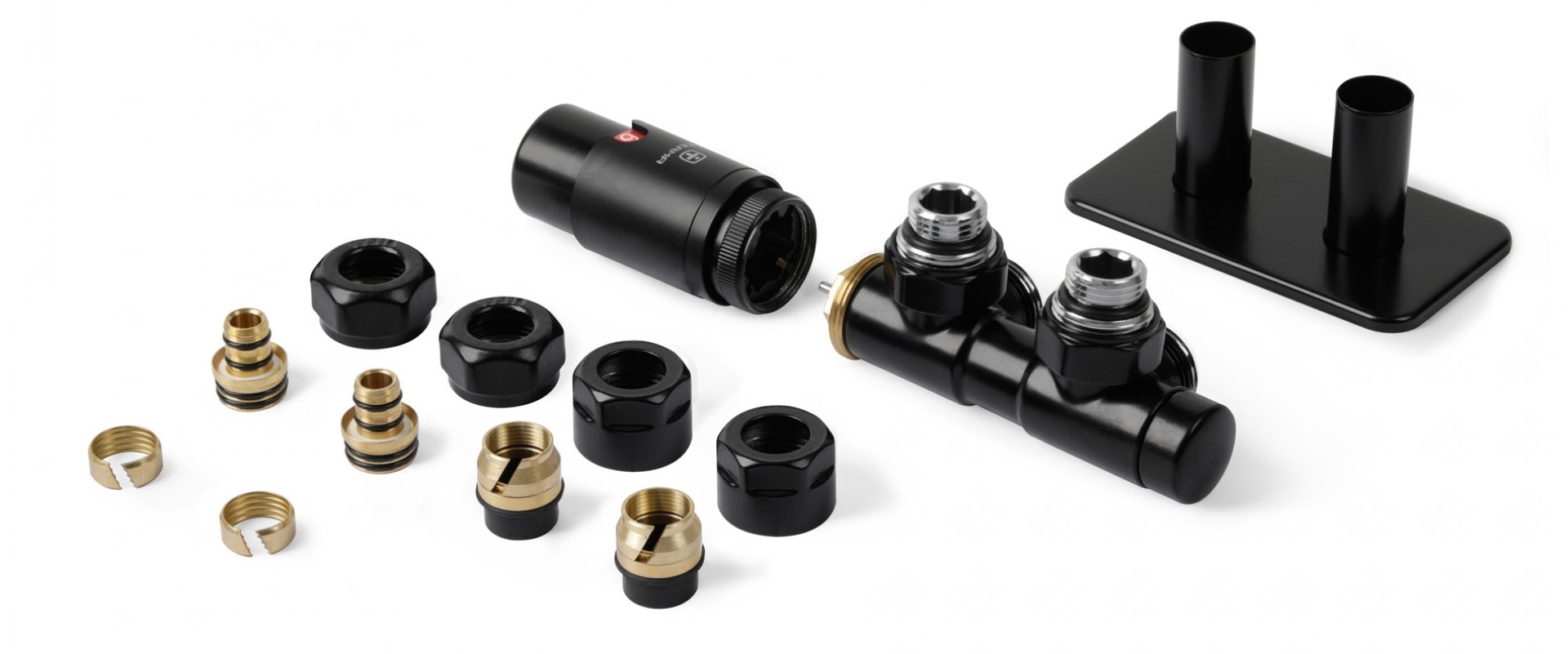 Terma Twins All in One zestaw zintegrowany termostatyczny lewy czarny mat TGETTWINLK9M5