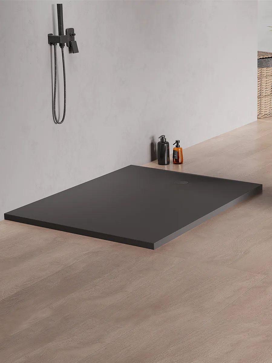 New Trendy Nex Shade brodzik 90x80 cm prostokątny antracyt B-0503