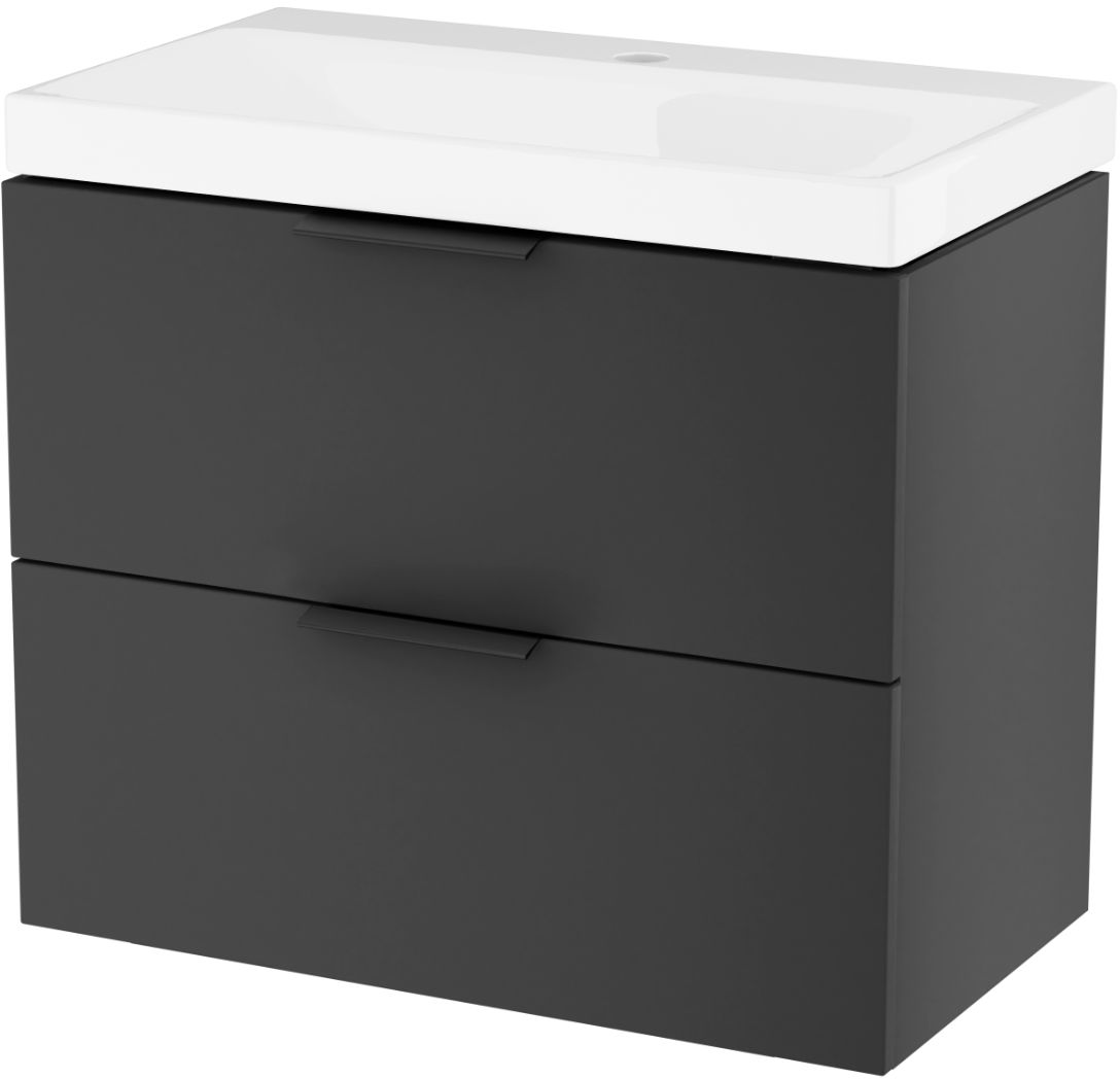 Zestaw Excellent Blanko umywalka z szafką 65 cm i uchwytami meblowymi czarny mat/biały/czarny mat MLEX.6317.KPL.640.BLBL