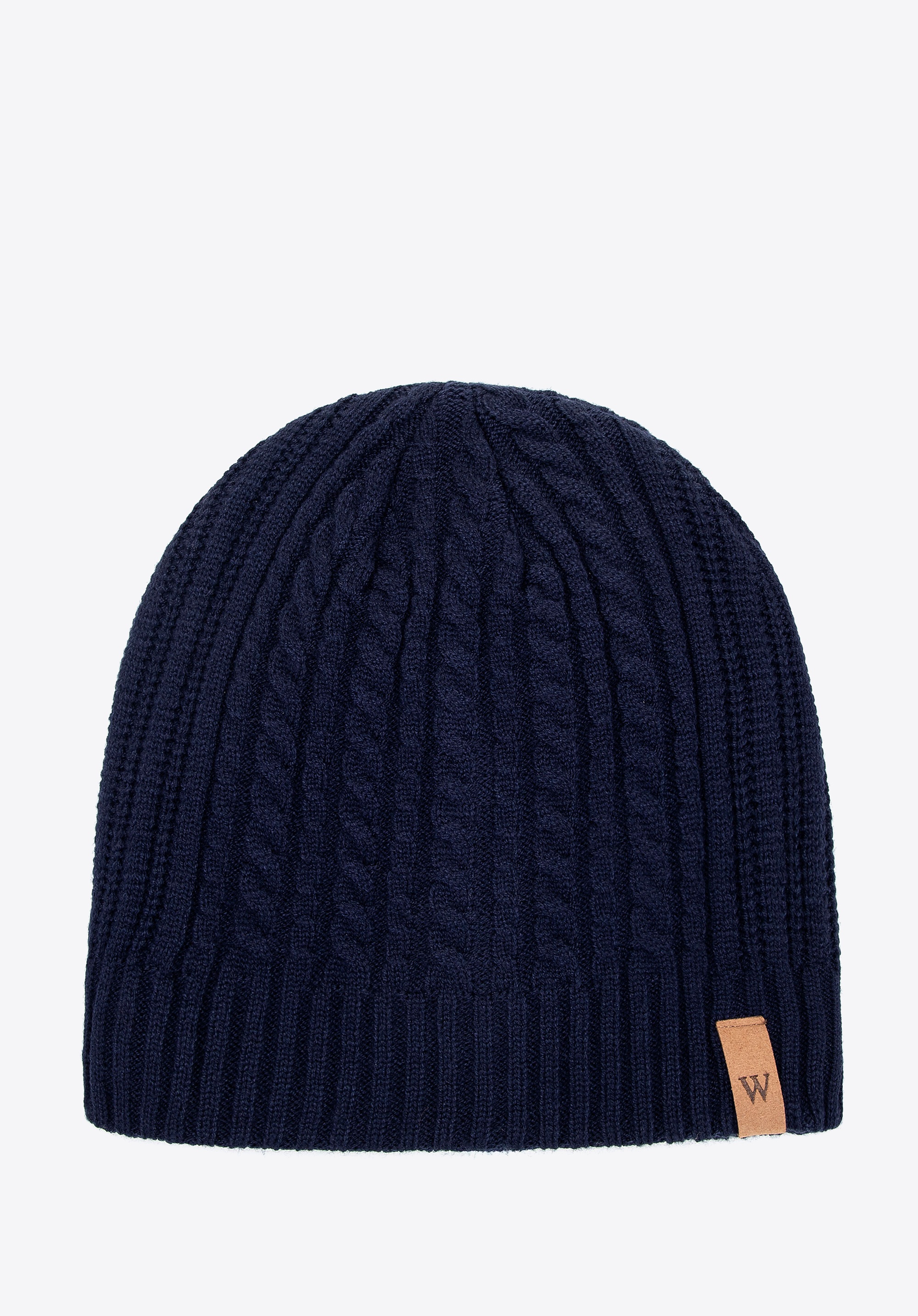 Czapka męska z mieszanki wiskozy, poliestru i nylonu granatowa