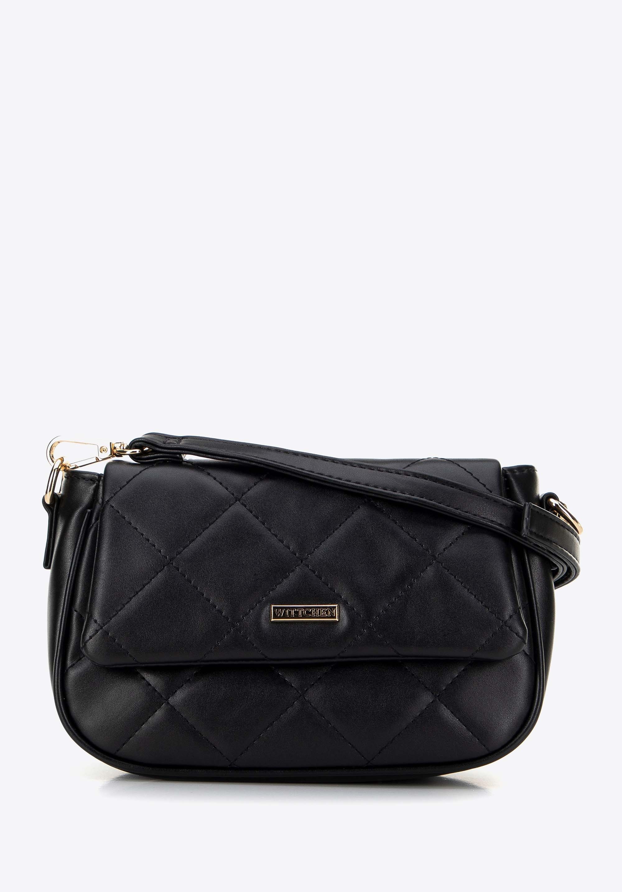 Damska crossbody z ekoskóry w przeszycia czarna