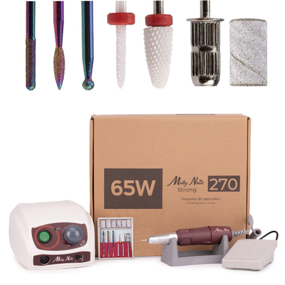 Frezarka do manicure i pedicure 65W Molly Nails biała Strong 270 35 000 obrotów