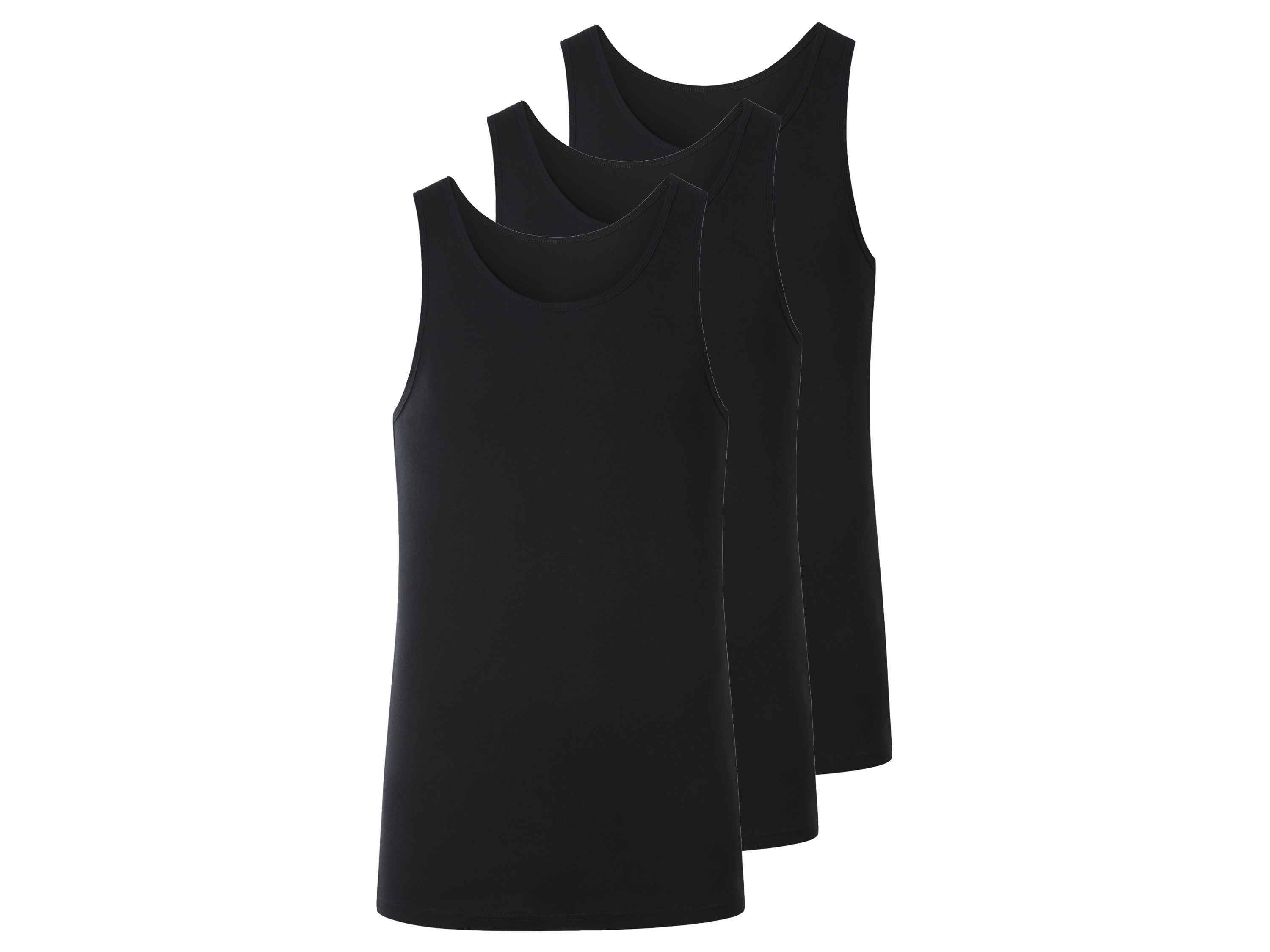 esmara Men Podkoszulki męskie z bawełny, 3 sztuki Czarny, 4/S