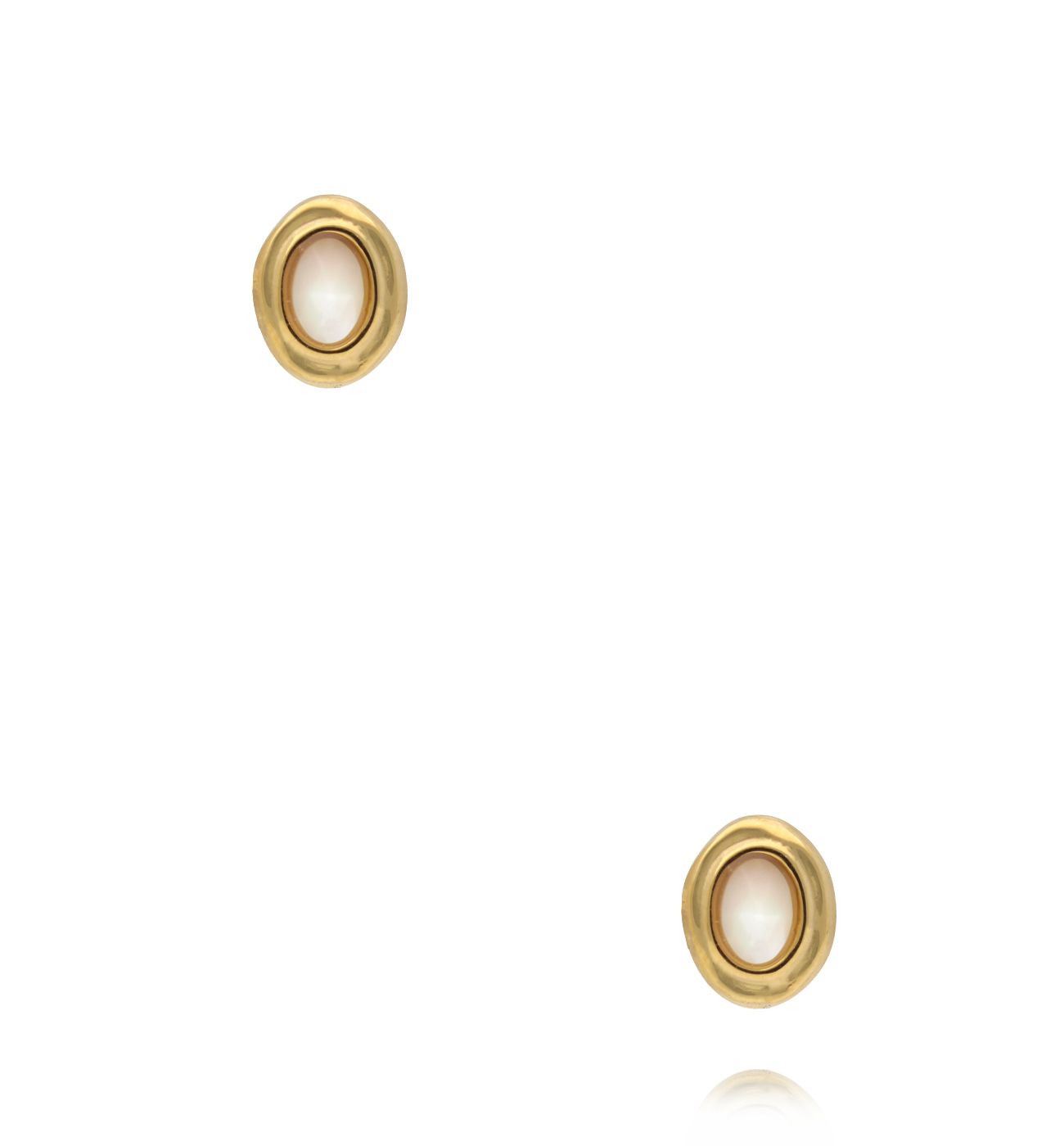 Kolczyki wkrętki złote z masą perłową KEA0013 - By Dziubeka