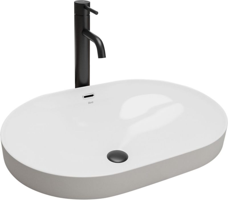 Umywalka Wpuszczana Rea Arleta Owalna Biały 61,5X42X17Cm 1 Szt