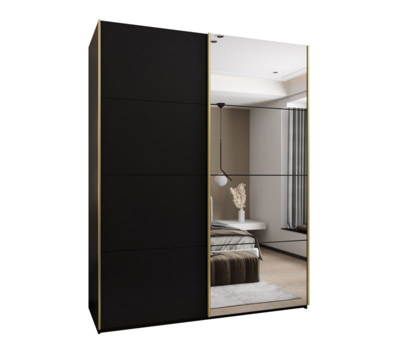 Szafa przesuwna Abiks LUX 3 wysoka szer.200cm czarny/czarny/złoty 1szt.