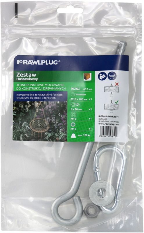 Zestaw huśtawkowy Rawlplug do konstrukcji drewnianych jednopunktowy