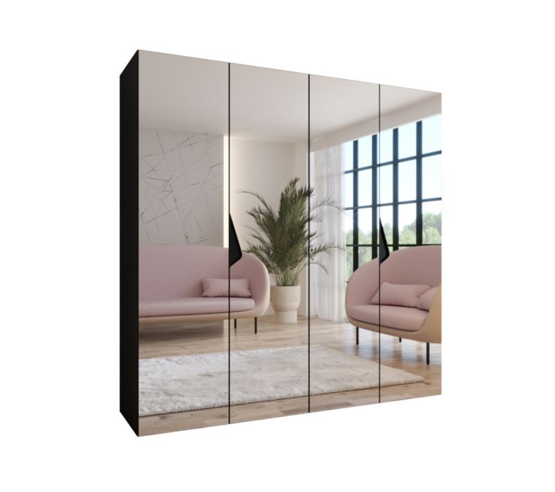 Szafa uchylna z lustrem otwierana Abiks SANDI 3 200 wys 202 cm Czarny + Czarny 1 szt