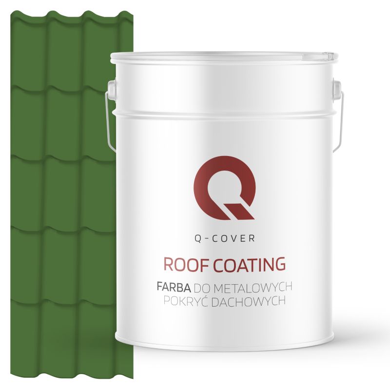 Farba do Metalowych Pokryć Dachowych Q-Cover Zielony trawiasty RAL6010 Wysoki Połysk 10L