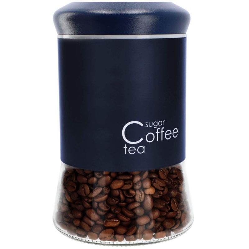 Pojemnik Na Kawę KADAX Herbatę Cukier 1L Szklany Z Pokrywką Kuchenny Granatowy 1szt.