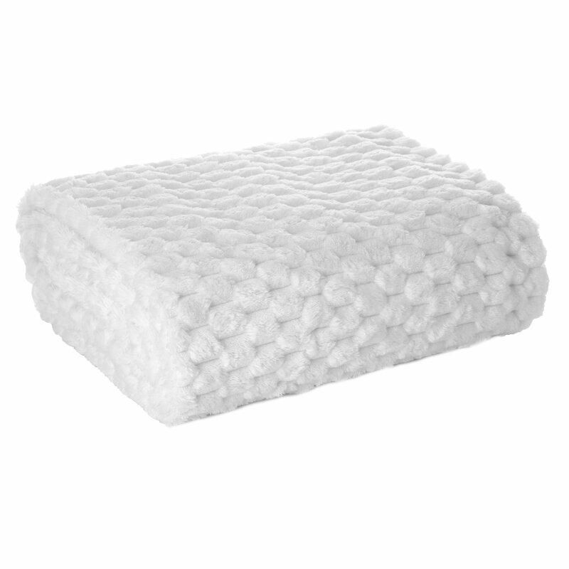 Koc Flano Eurofirany z efektem 3D biały 130x160 cm miękki gruby 1 szt.