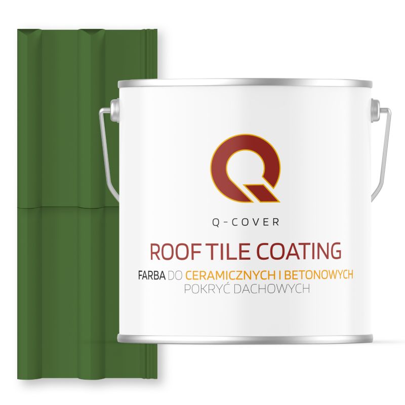 Farba do Dachów Ceramicznych i Betonowych Pokryć Dachowych Q-Cover Zielony trawiasty RAL6010 Półmat 5L