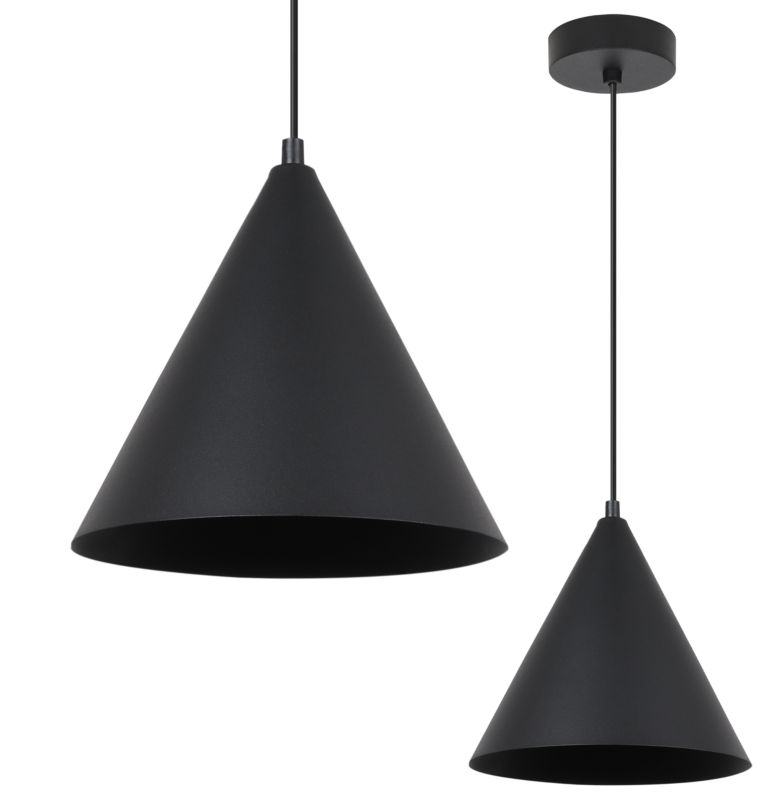 Lampa sufitowa wisząca Light Home LH Soho 1x E27 60W klosz 25cm czarny 1szt.