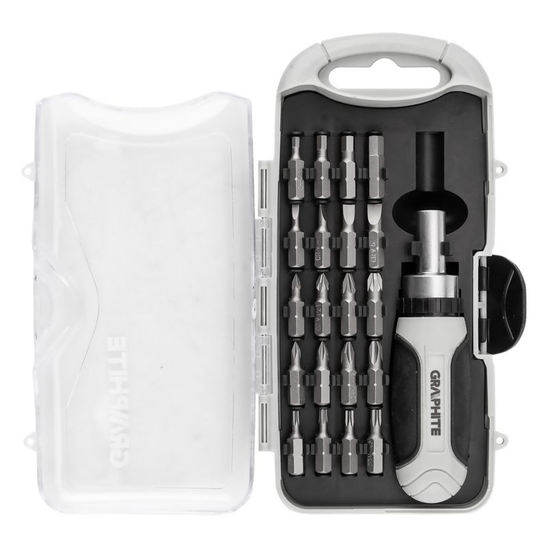 Zestaw bitów GRAPHITE z uchwytem magnetycznym z grzechotką 115 mm, 21 szt., 1 kpl