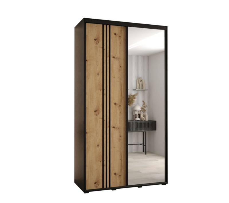 Szafa przesuwna Abiks DAVOS 7 wysoka szer.140cm gł.45cm czarny/artisan/czarny 1szt.