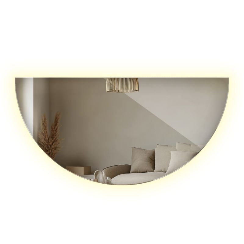 Lustro Półokrągłe ArtPrintCave 30 x 60 cm Neutralny LED Wiszące do Salonu Dekoracyjne 1 szt.