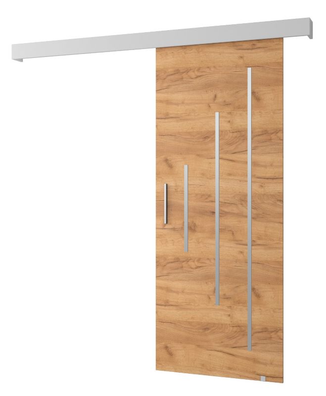 Drzwi przesuwne naścienne Abiks SALWADOR Y 80 dąb craft + biały mat + srebrny 1 szt.