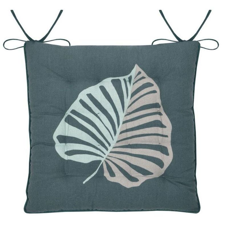 Poduszka Na Krzesło Kentia STOF dekoracyjna 38x38 cm Niebieska Liść 1 szt.