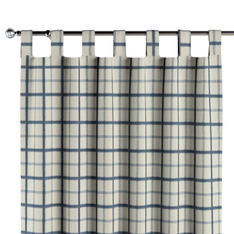 Zasłona na szelkach 1 szt. 130 x 260 cm Dekoria niebieska kratka tle ecru 1 szt.