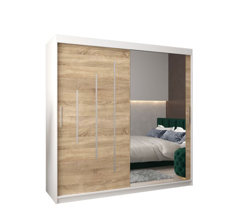 Szafa przesuwna Garderoba Abiks YORK 2 200 biały/sonoma 1 szt.