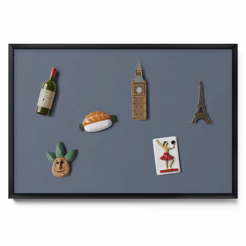 Tablica magnetyczna na ścianę Tulup 60x40 cm Kolor chłodny szary w czarnej ramie 1 szt.