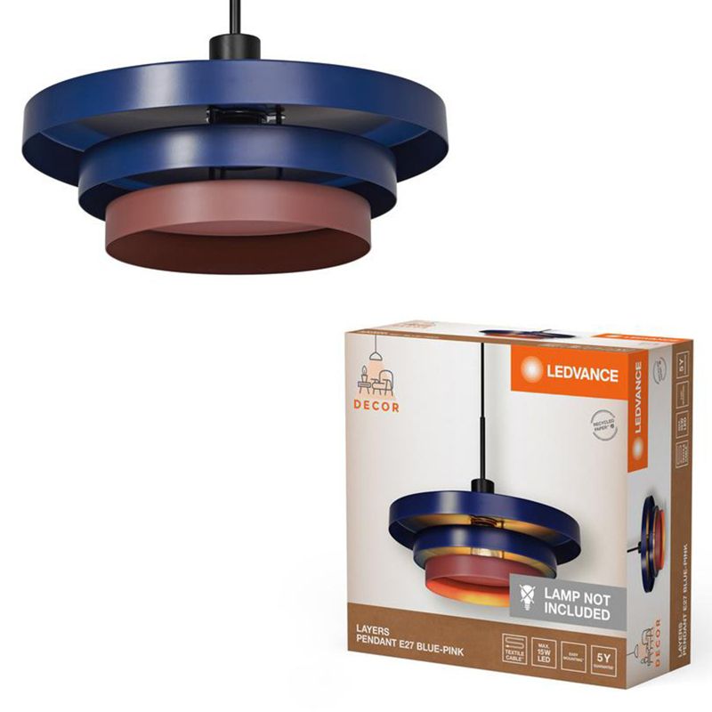 Lampa Sufitowa Ledvance Wisząca Dekoracyjna E27 Zwis Niebieski Różowy 1 szt.