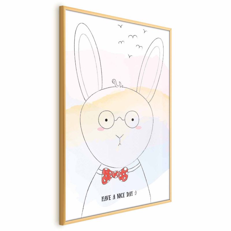 Plakat Artgeist Pozdrowienia od królika 29,7x42 cm z ramą złotą 1 szt