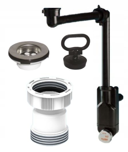 Syfon umywalkowy Lira oszczędzający miejsce czarny przedłużka sitko 1szt