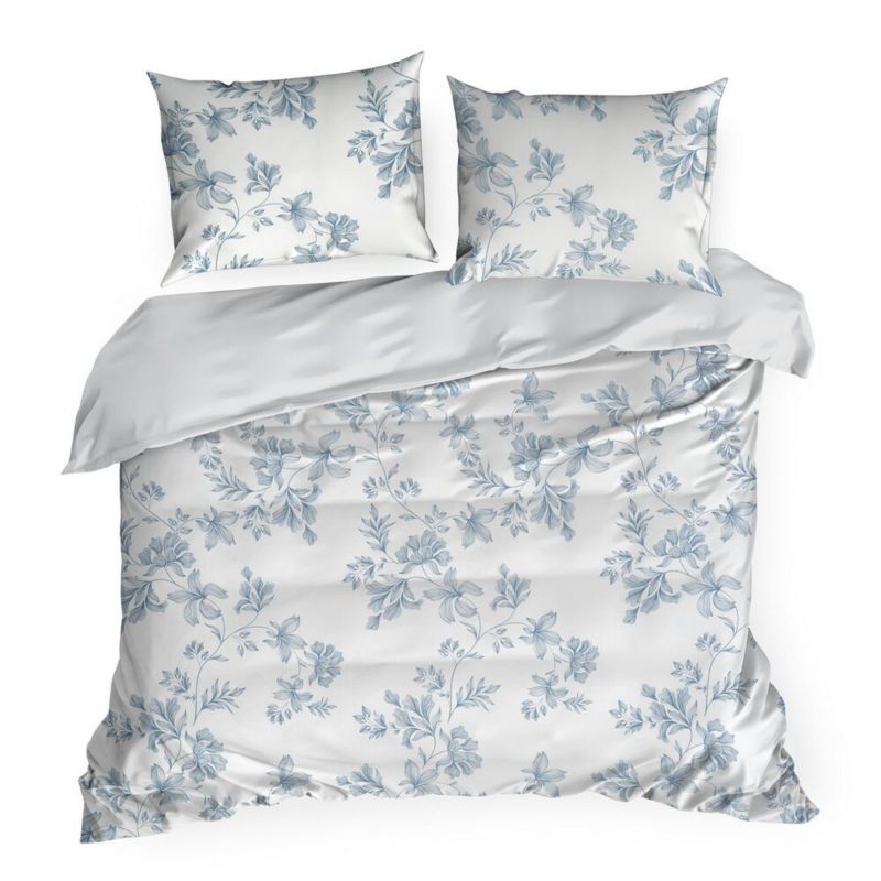 Pościel SPRING/99 Eurofirany niebieskie piwonie 160x200 cm satyna bawełniana 1 kpl.