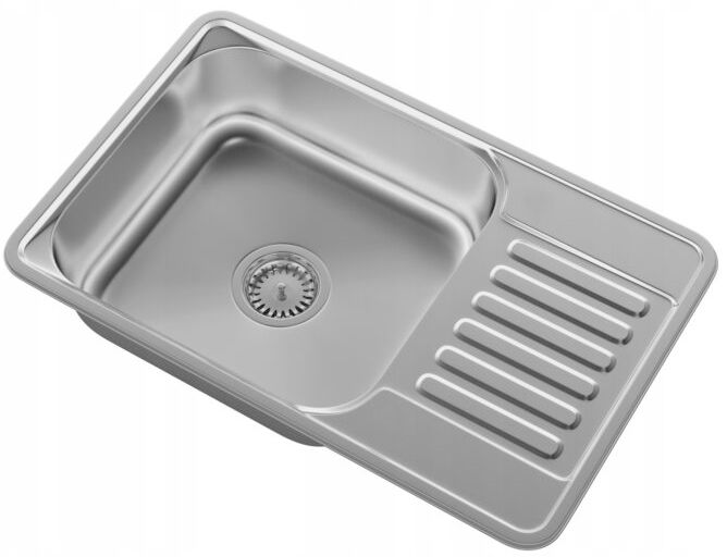 Zlew Stalowy Jednokomorowy Z Ociekaczem Granitan Kwadrat Satynowy Turi66 1 kpt.