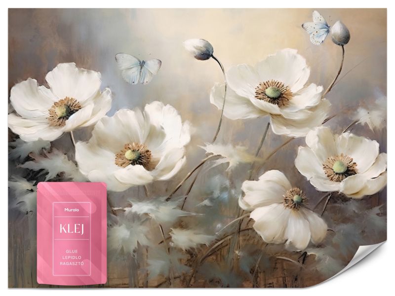 Fototapeta Muralo Abstrakcyjne Białe Maki 400x280 cm 1szt.