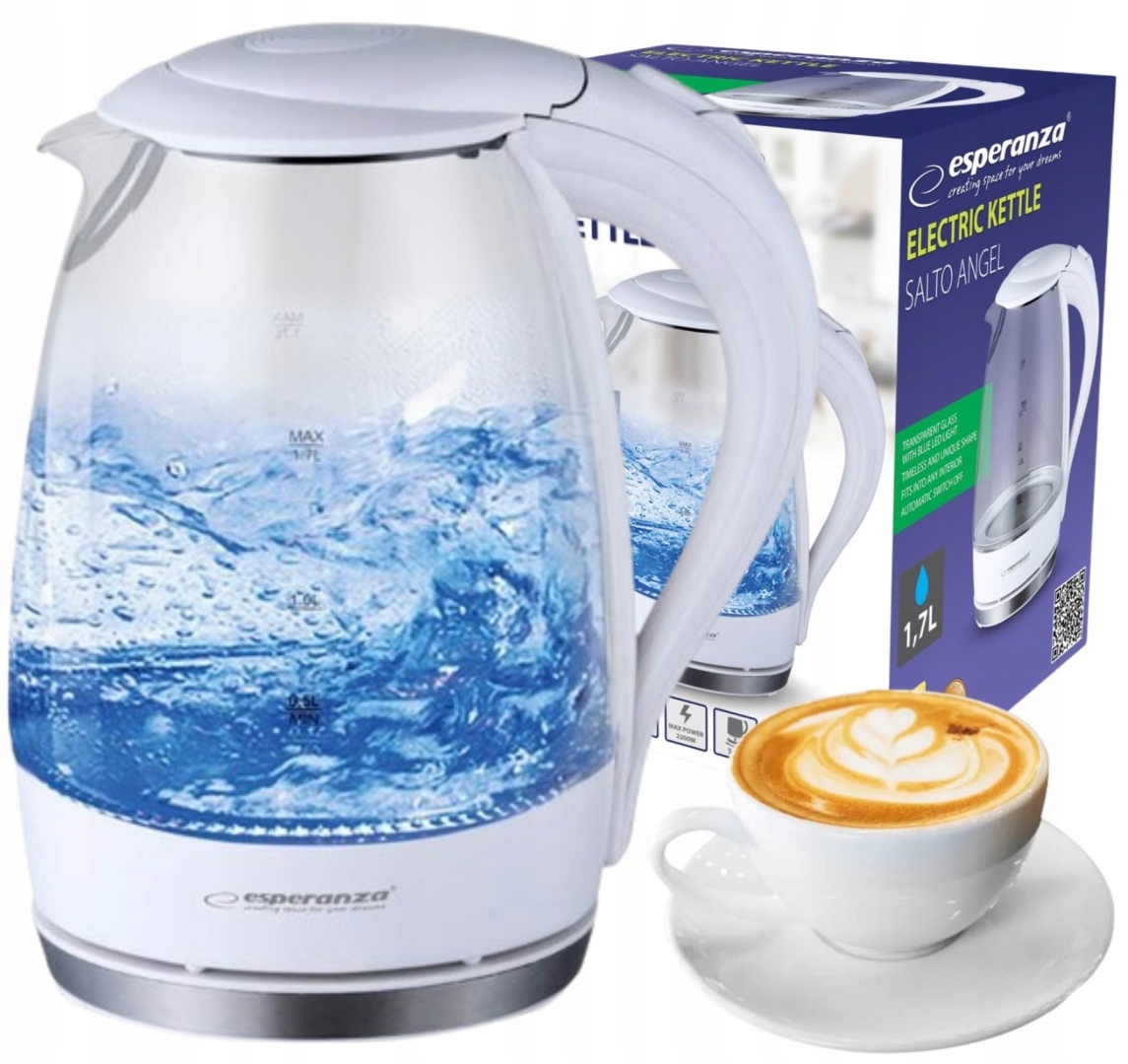ESPERANZA Czajnik EKK011W 1,7L SALTO ANGEL szklany biały - Henryx24