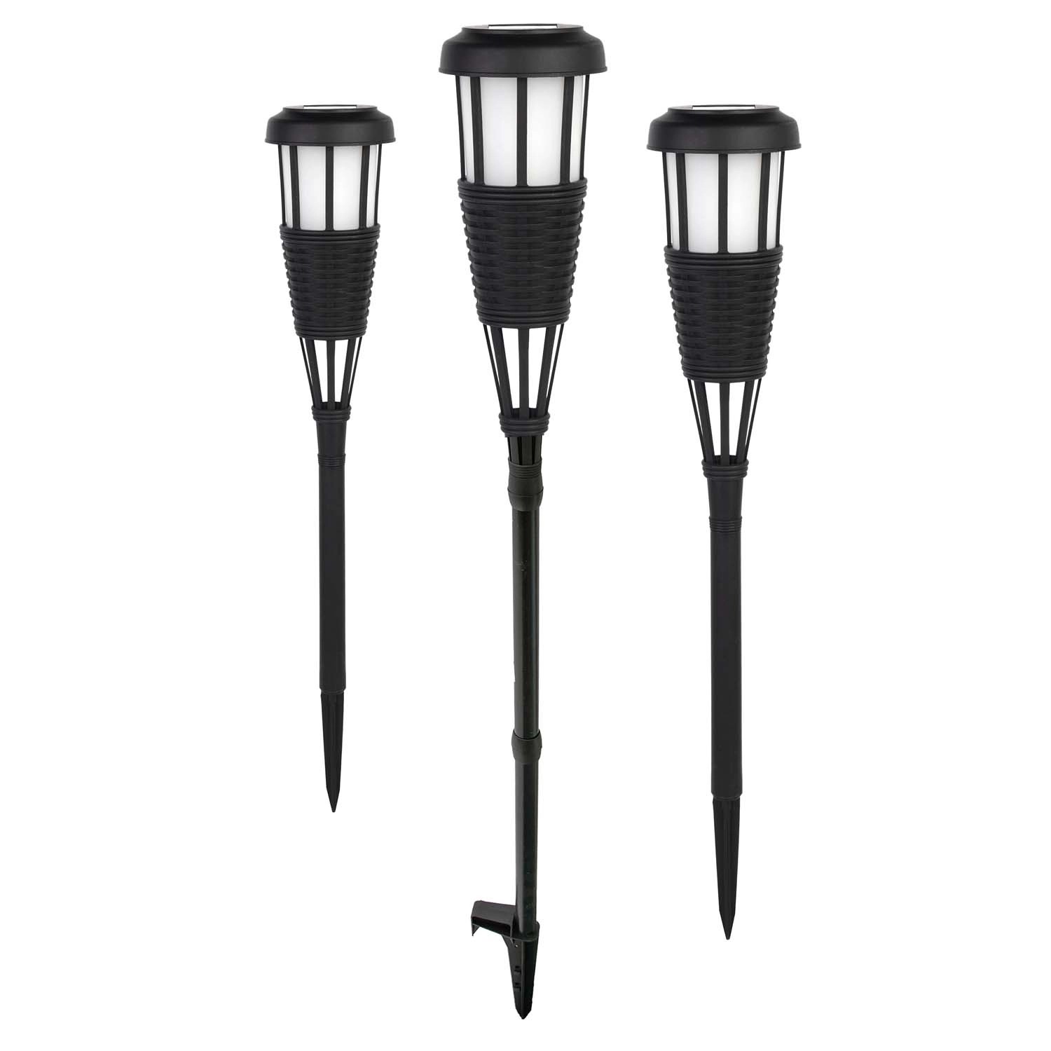 Zestaw 3 lamp solarnych PŁOMIEŃ wys. 51/57/108 cm