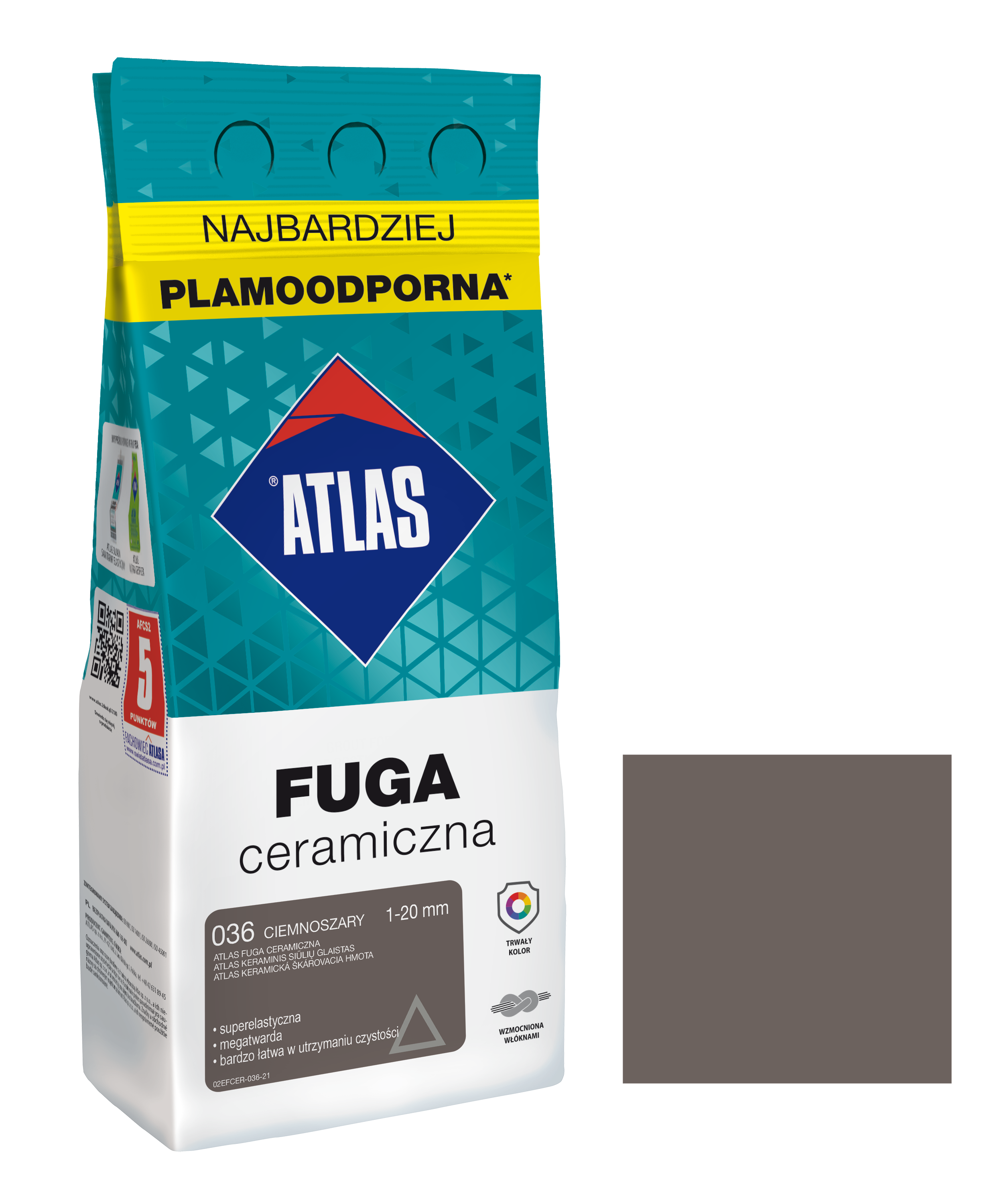 ATLAS FUGA CERAMICZNA 1-20MM 036 CIEMNOSZARA 2KG