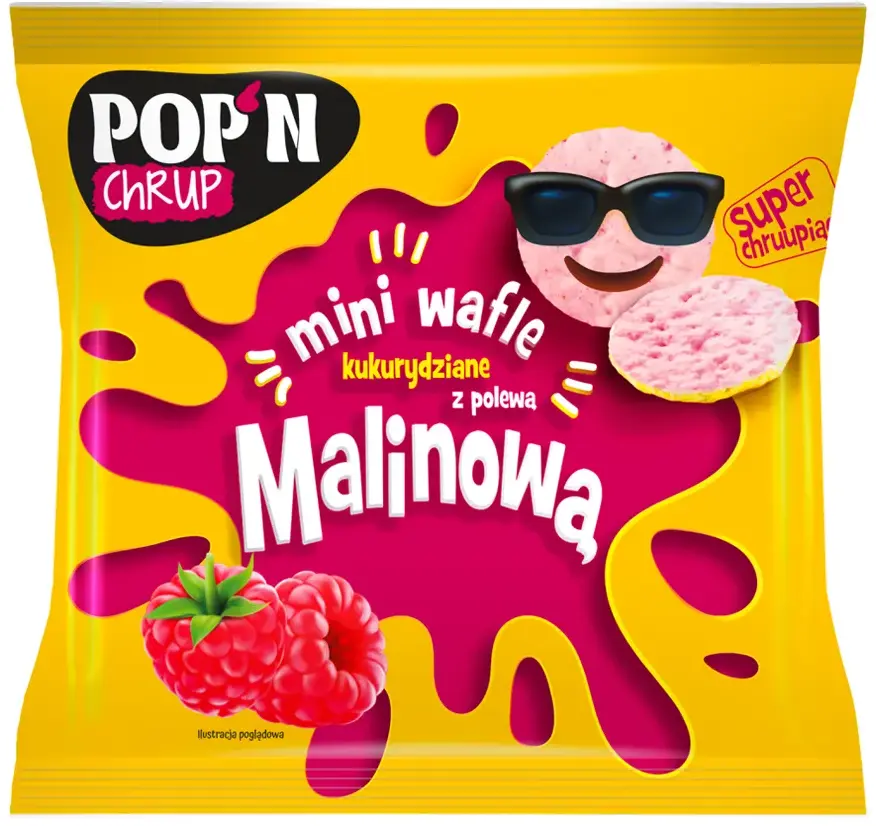 Mini wafle kukurydziane Sante, z polewą malinową, 35g