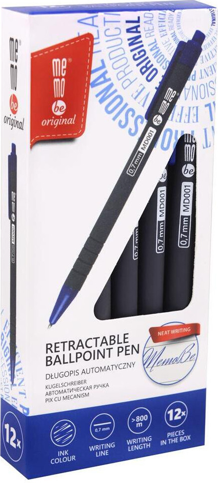 12x Długopis automatyczny MemoBe Four Lines, 0.7mm, niebieski